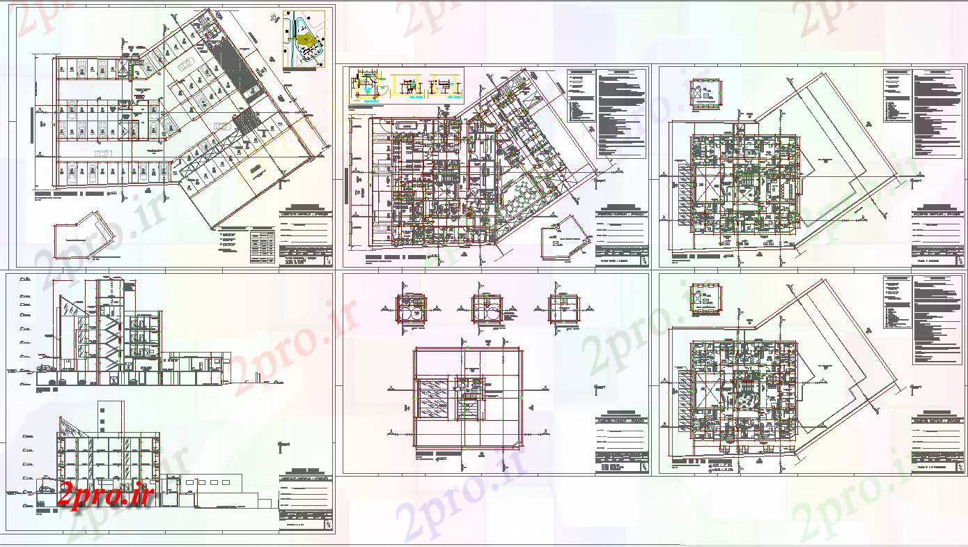 دانلود نقشه بیمارستان -  درمانگاه -  کلینیک بیمارستان طرحی جامع معماری و جزئیات (کد57551)