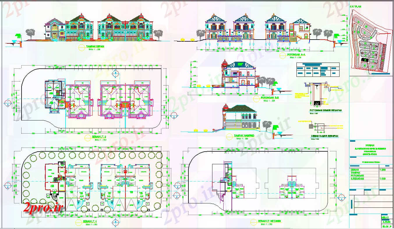 دانلود نقشه خانه های کوچک ، نگهبانی ، سازمانی - ویلا طرحی جامع معماری و جزئیات در های اتوکد 15 در 52 متر (کد57561)