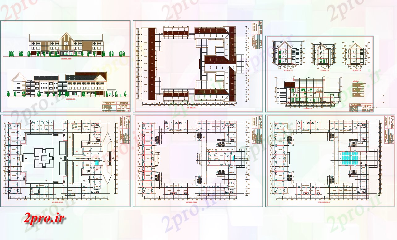 دانلود نقشه دانشگاه ، آموزشکده ، موسسه - طراحی معماری دانشگاه ، آموزشکده جامع اتوکد 57 در 72 متر (کد57565)