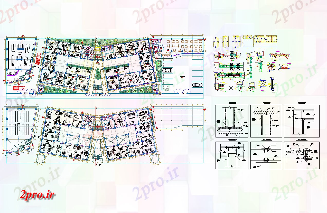 دانلود نقشه ساختمان اداری - تجاری - صنعتی طراحی دفتر نهادی (کد57597)