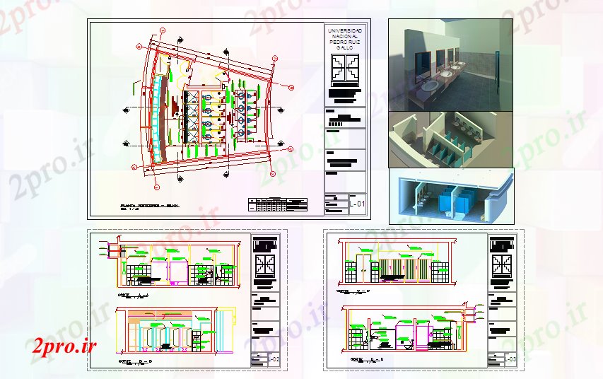 دانلود نقشه بلوک حمام و توالتحمام و دکوراسیون طراحی منطقه در   (کد57605)