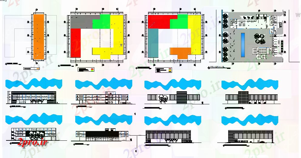 دانلود نقشه ساختمان دولتی ، سازمانی دفتر شهری طراحی در معماری 47 در 55 متر (کد57609)