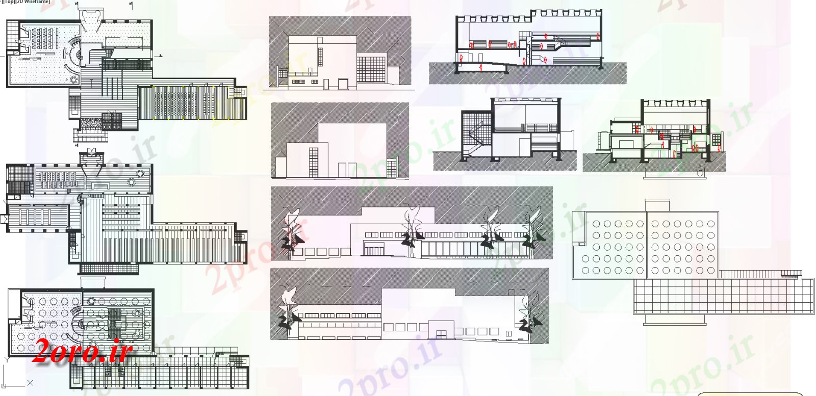 دانلود نقشه ساختمان دولتی ، سازمانی کتابخانه معماری پروژه جزئیات و طراحی 24 در 61 متر (کد57627)