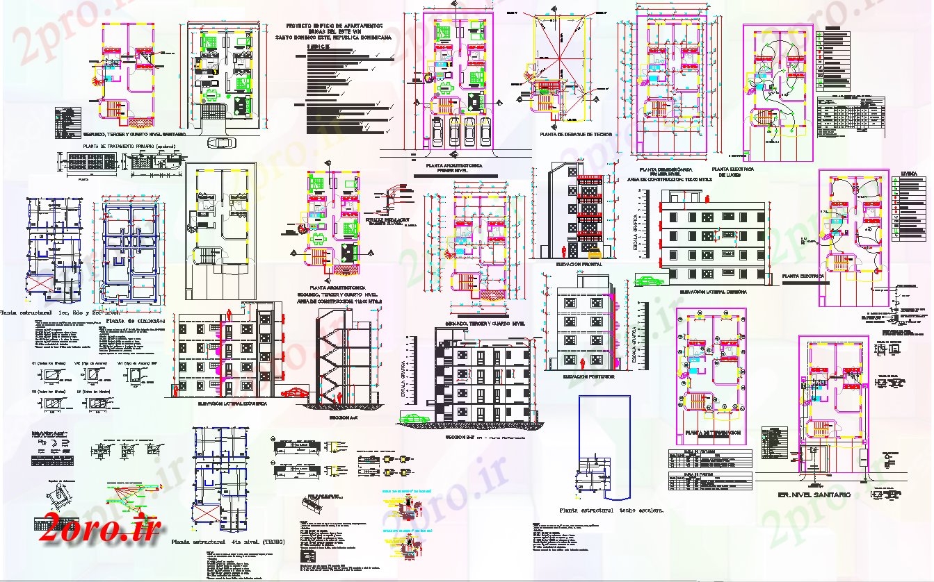 دانلود نقشه مسکونی  ، ویلایی ، آپارتمان  آپارتمان کوچک جزئیات معماری ساختمان (کد57630)