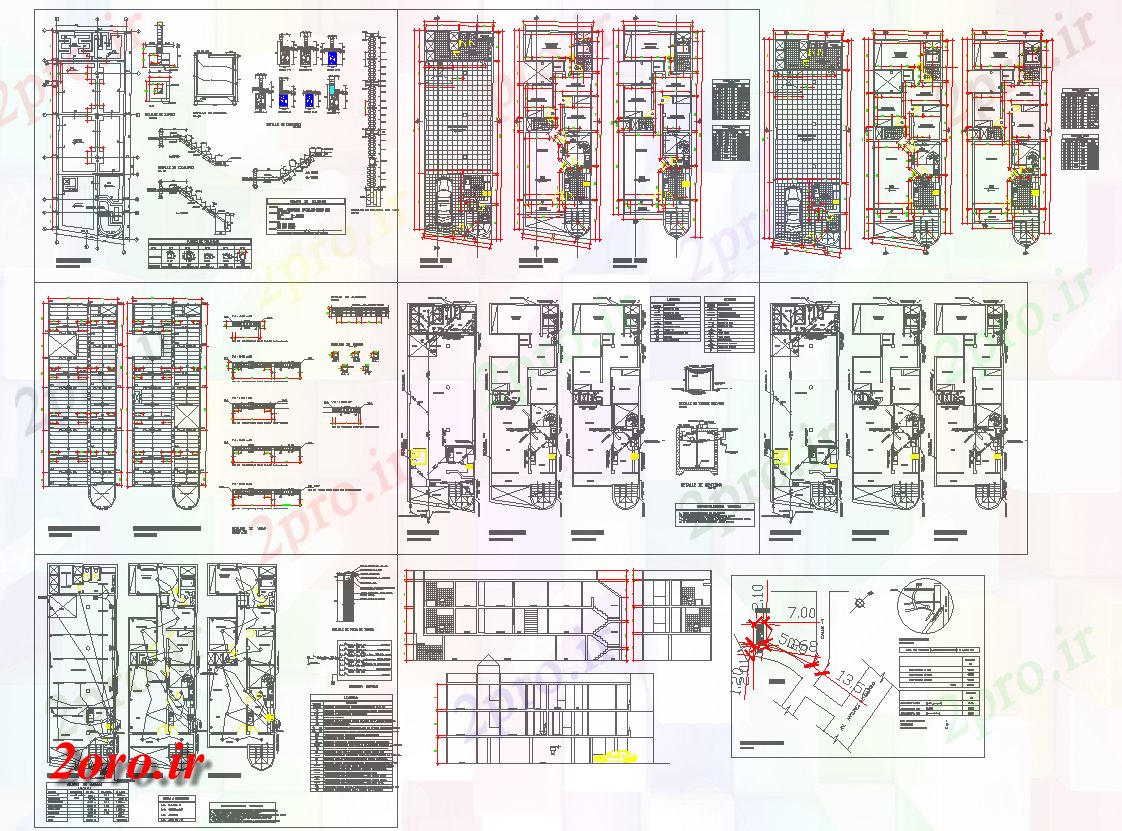دانلود نقشه مسکونی  ، ویلایی ، آپارتمان  و 3 BHK طراحی معماری آپارتمان   و جزئیات (کد57636)