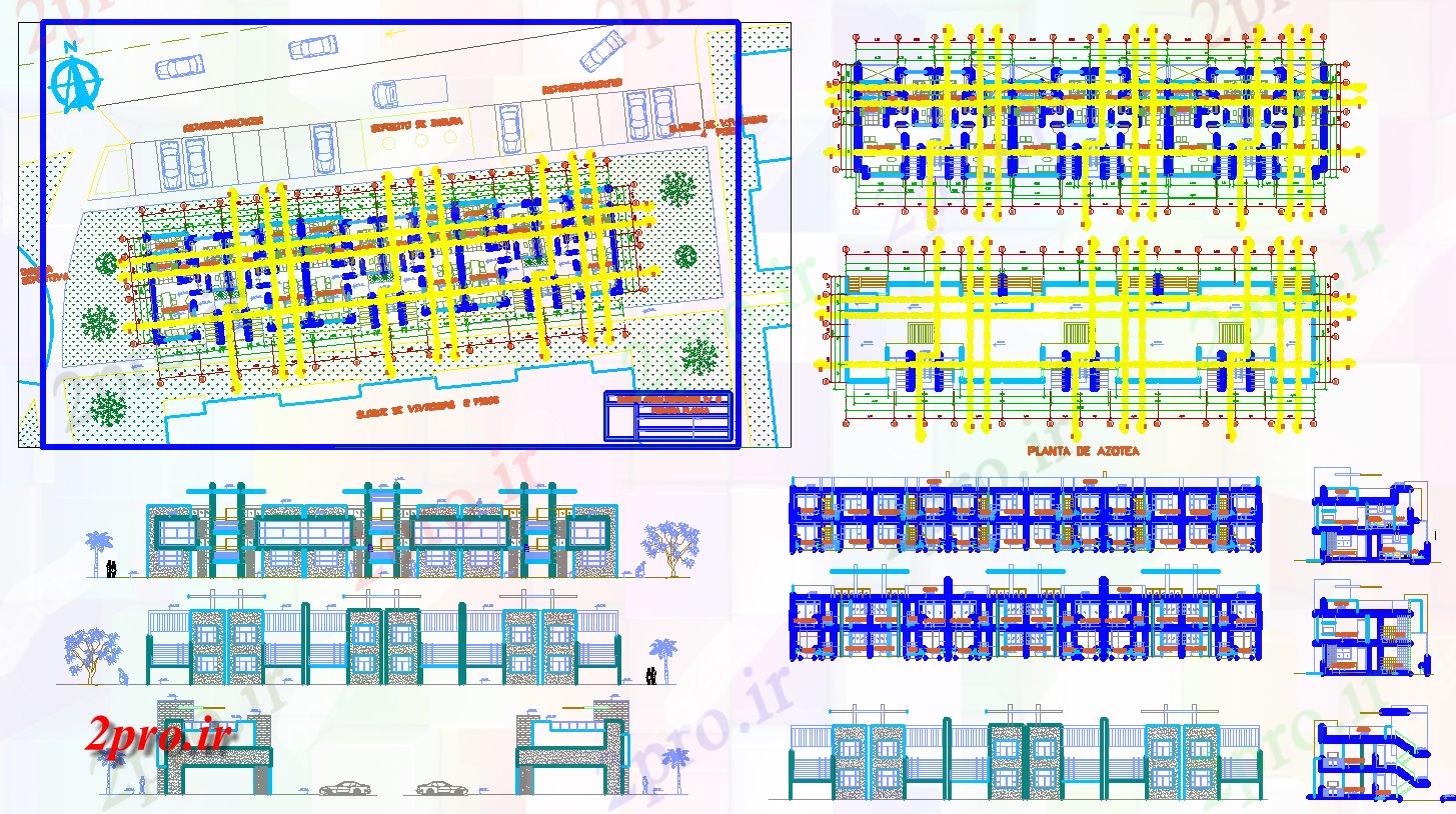 دانلود نقشه مسکونی ، ویلایی ، آپارتمان دان تنها rowhouse طرحی معماری و جزئیات 10 در 15 متر (کد57638)