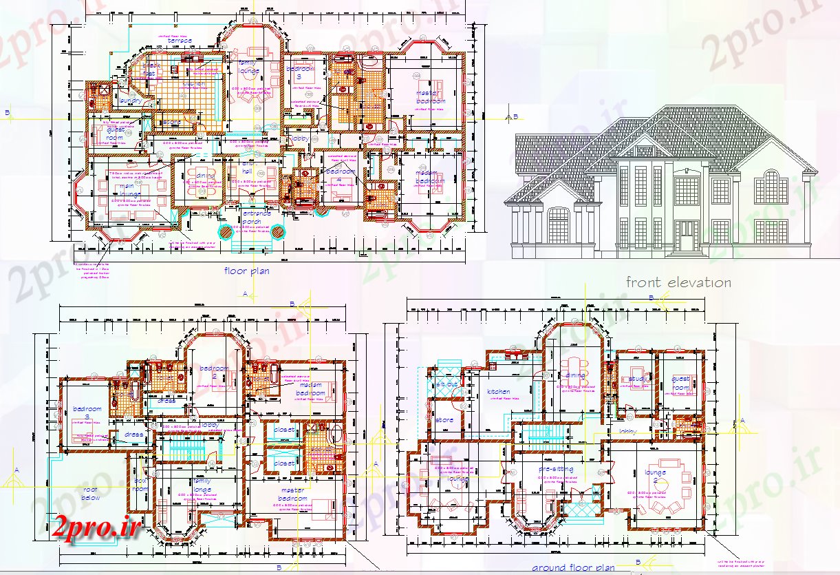 دانلود نقشه مسکونی ، ویلایی ، آپارتمان خانه دان تنها و ویلا طراحی معماری و جزئیات 17 در 30 متر (کد57639)