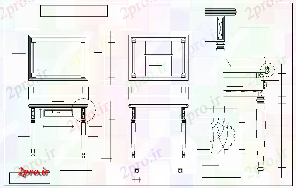 دانلود نقشه بلوک مبلمان جزئیات چوبی جدول (کد57646)