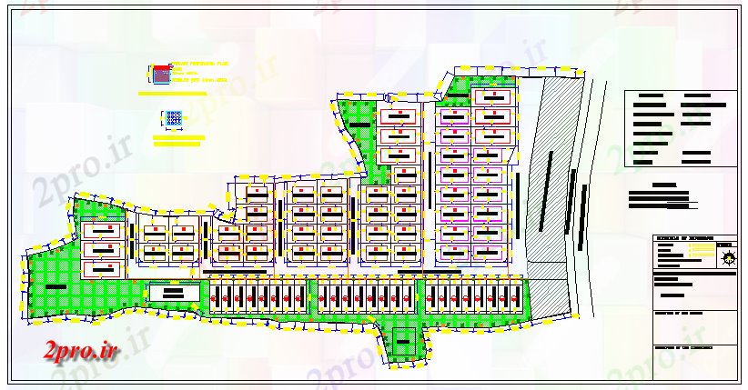 دانلود نقشه مسکونی ، ویلایی ، آپارتمان طرحی مسکن پیشنهادی با طراحی تعداد بررسی طرح 96 در 207 متر (کد57696)