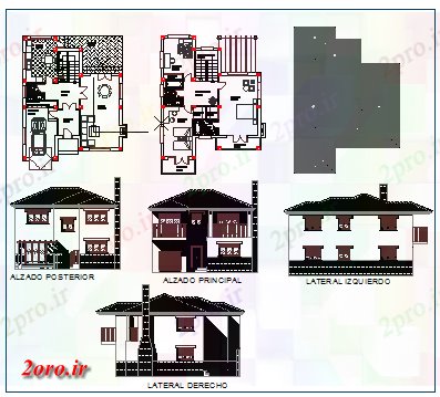 دانلود نقشه مسکونی ، ویلایی ، آپارتمان تنها خانه طراحی جدا 10 در 12 متر (کد57697)