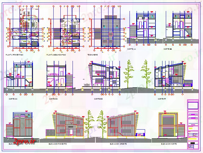 دانلود نقشه مسکونی ، ویلایی ، آپارتمان یک خانواده طراحی مسکن 8 در 8 متر (کد57703)