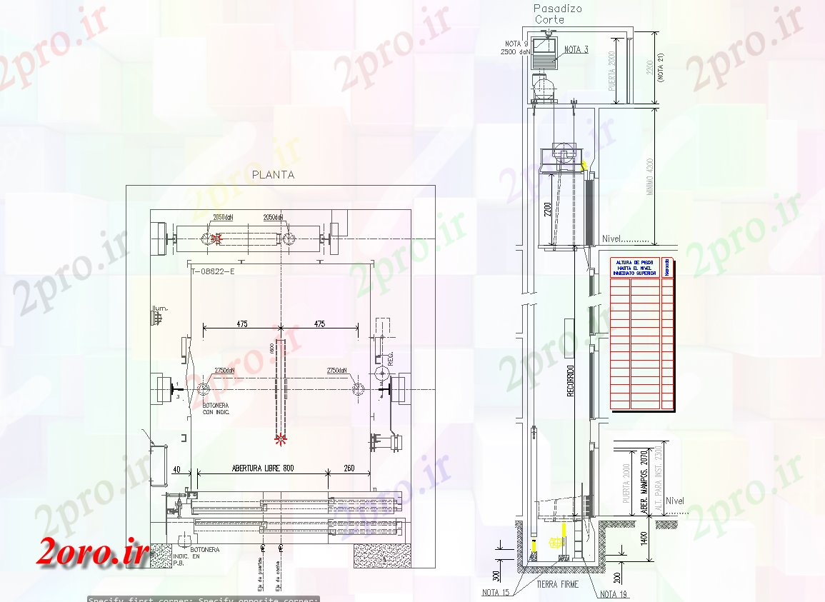 دانلود نقشه جزئیات معماری جزئیات آسانسور بالابر در کانادا (کد57756)