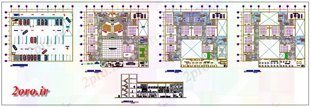 دانلود نقشه دانشگاه ، آموزشکده ، مدرسه ، هنرستان ، خوابگاه - طراحی پروژه موسسه آموزشی 37 در 47 متر (کد57766)