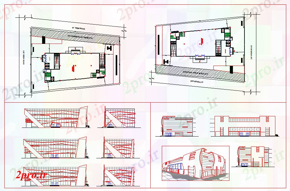 دانلود نقشه هایپر مارکت - مرکز خرید - فروشگاه مرکز طراحی 18 در 45 متر (کد57798)