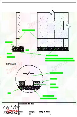 دانلود نقشه جزئیات ساختار تخت دیوار از بلوک های بتن با درست طراحی (کد57832)