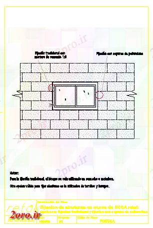 دانلود نقشه جزئیات ساخت و ساز تثبیت و سوراخ در دیوار طراحی (کد57836)