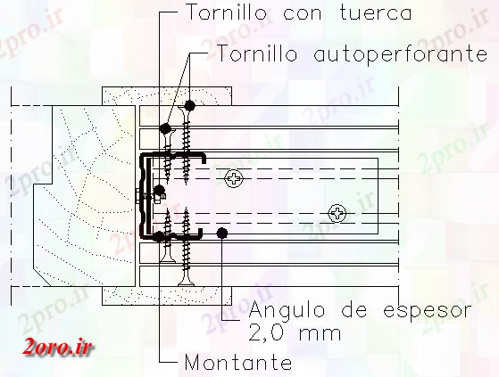 دانلود نقشه جزئیات ساخت و ساز جزئیات اتصالات طراحی از قاب درب و بلوک پانل گچ (کد57860)