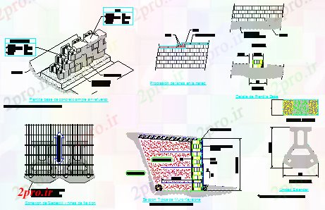 دانلود نقشه جزئیات ساخت و ساز بلوک های کلیدی دیوار سنگی طراحی بخش طراحی (کد57875)