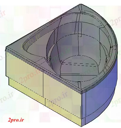 دانلود نقشه بلوک مبلمان سبک تریدی بالی وان حمام اکریلیک طراحی (کد57877)