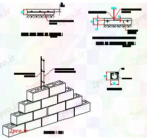 دانلود نقشه جزئیات ساخت و ساز طراحی جزئیات O قلعه-ضد زلزله دیدگاه ستون (کد57884)