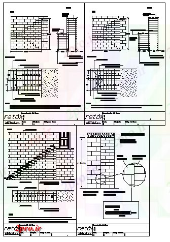 دانلود نقشه جزئیات ساخت و ساز در پله بلوک های بتنی طراحی سیستم (کد57894)