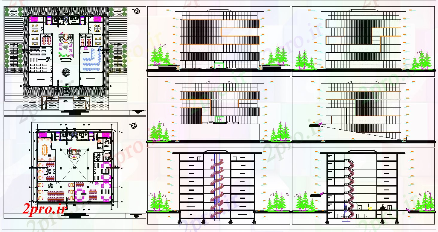 دانلود نقشه دانشگاه ، آموزشکده ، موسسه - طراحی و دیزاین کتابخانه طرحی معماری اتوکد 84 در 98 متر (کد57898)