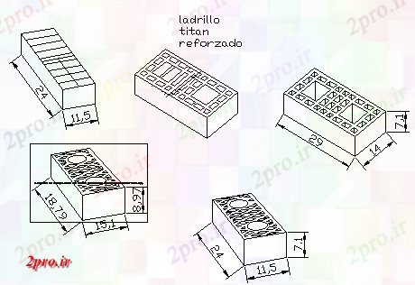 دانلود نقشه جزئیات ساخت و ساز طراحی ایزومتریک از آجر کار طراحی (کد57902)