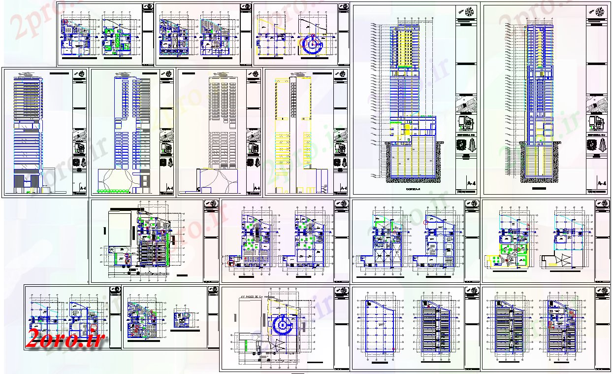 دانلود نقشه ساختمان اداری - تجاری - صنعتی ساختمان Multi چند منظوره (کد57926)