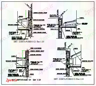 دانلود نقشه جزئیات ساخت و ساز طراحی دیوار آتش بخش (کد57936)