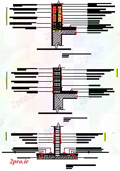 دانلود نقشه جزئیات ساخت و ساز دو بخش دیوار طراحی (کد57939)