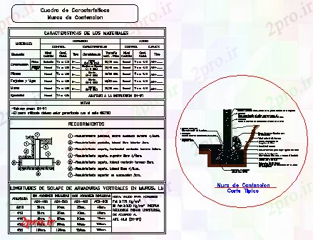 دانلود نقشه جزئیات ساخت و ساز دیوار حائل طراحی (کد57940)