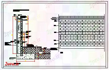 دانلود نقشه جزئیات ساخت و ساز بخش طراحی از جزئیات دیوار اباتمنت (کد57944)