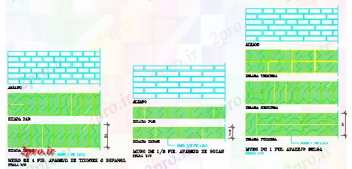 دانلود نقشه جزئیات ساخت و ساز دیوار اتاق باند آلو طراحی (کد57945)