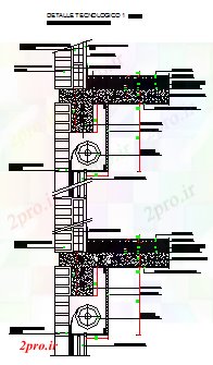 دانلود نقشه جزئیات ساخت و ساز بخش جزئیات طراحی از فضا هوا فن آوری جزئیات دیوار (کد57950)