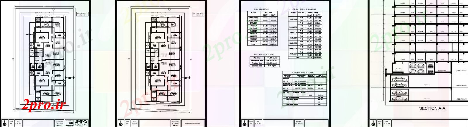 دانلود نقشه مسکونی  ، ویلایی ، آپارتمان  bhk آپارتمان   طرحی بخش (کد57964)