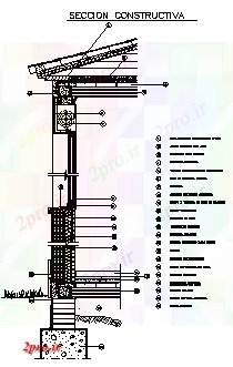 دانلود نقشه جزئیات ساخت و ساز دیوار و سطح سردر بخش سازنده طراحی (کد57966)