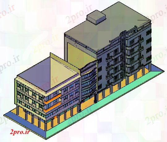 دانلود نقشه سه بعدی ساختمان مرتفع طراحی آپارتمان   و بلوک تخت طراحی مسکن (کد57967)