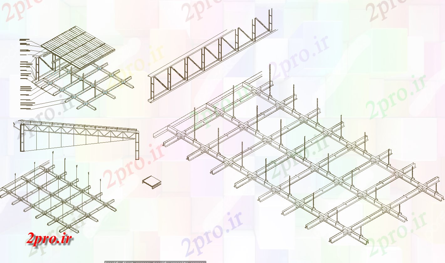 دانلود نقشه طراحی سقف کاذب معلق جزئیات بخش سقف در  اتوکد (کد57986)