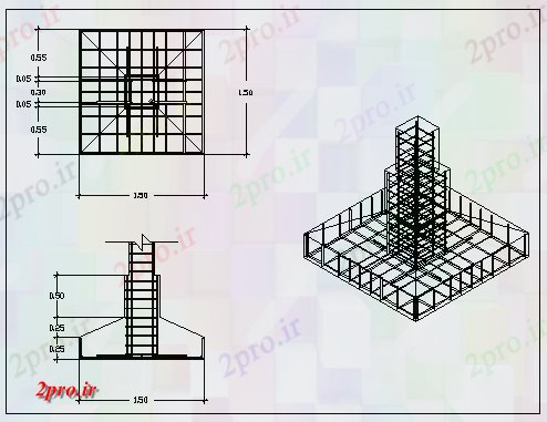 دانلود نقشه جزئیات ساخت و ساز بنیاد طراحی جزئیات از بلوک کفش پا طراحی (کد58021)