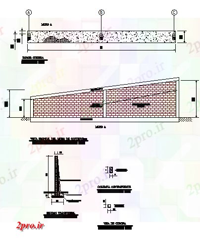 دانلود نقشه جزئیات ساخت و ساز ایست دیوار از بلوک های پر و تقویت طراحی طراحی فولاد (کد58023)