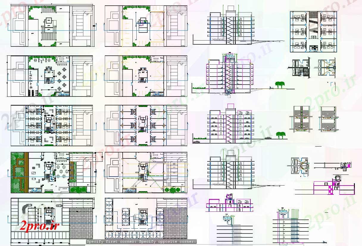 دانلود نقشه هتل - رستوران - اقامتگاه MTR میدان طرحی معماری هتل و طراحی 29 در 34 متر (کد58030)