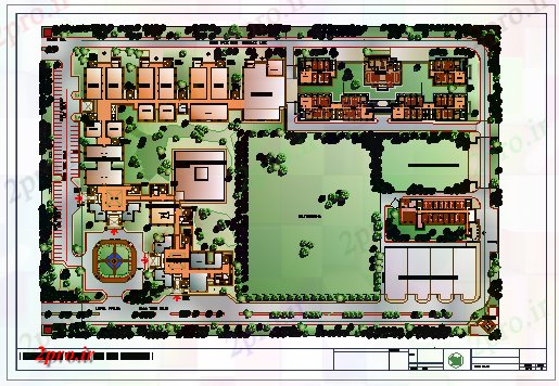 دانلود نقشه دانشگاه ، آموزشکده ، موسسه - محوطه سازی طراحی طراحی دانشکده فنی و مهندسی 100 در 100 متر (کد58032)
