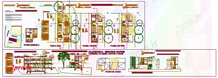 دانلود نقشه هتل - رستوران - اقامتگاه طراحی معماری طراحی رستوران 10 در 25 متر (کد58042)