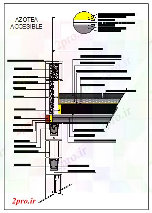 دانلود نقشه جزئیات ساخت و ساز سقف قابل دسترس بلوک بتن طراحی (کد58051)