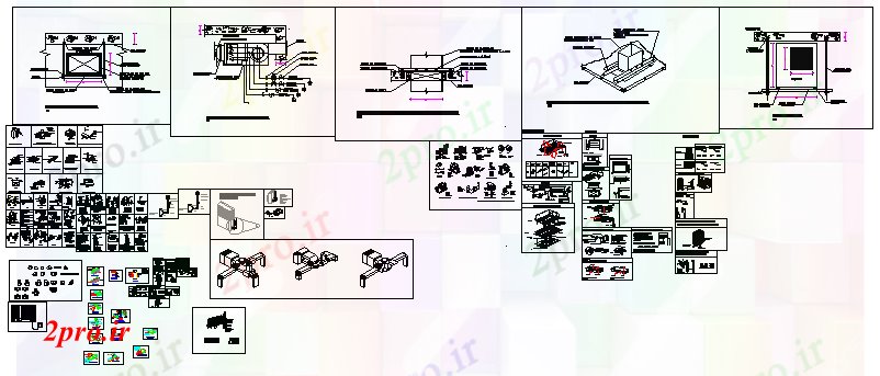 دانلود نقشه جزئیات ساخت و ساز بلوک جزئیات از تهویه مطبوع طراحی (کد58058)