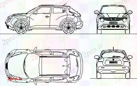 دانلود نقشه بلوک وسایل نقلیه بلوک دو بعدی  خودکار نیسان طراحی ماشین (کد58074)