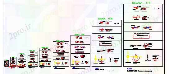 دانلود نقشه جزئیات ساخت و ساز بلوک محور، محور، برش بخش طراحی (کد58114)