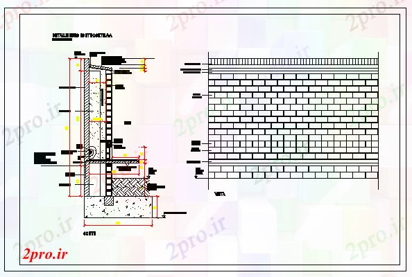 دانلود نقشه جزئیات ساخت و ساز دیوار اباتمنت جزئیات طراحی (کد58118)