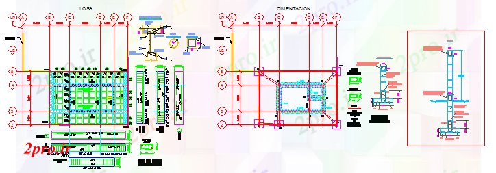 دانلود نقشه جزئیات ساختار بنیاد ساختمان و دال طراحی (کد58141)