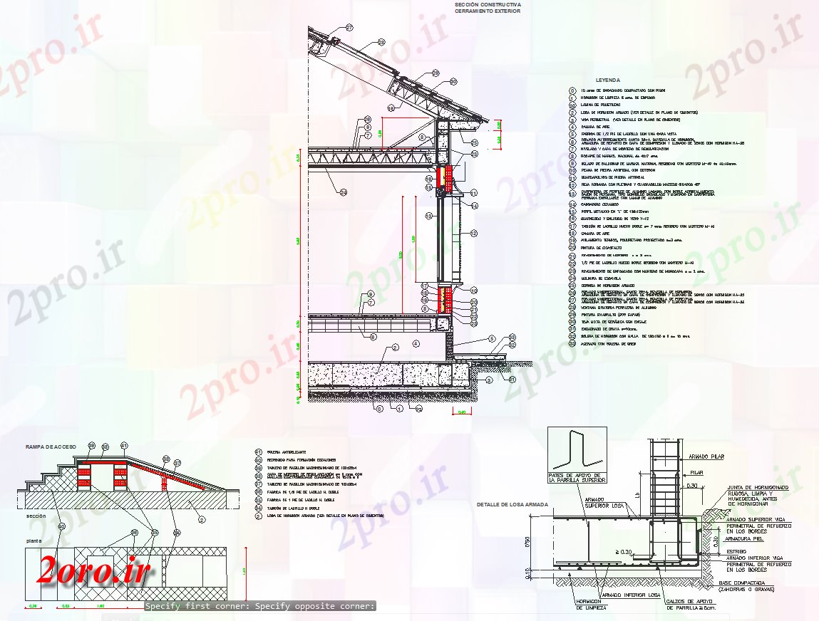 دانلود نقشه جزئیات ساخت و ساز ساخت و ساز دال طراحی جزئیات و بخش (کد58185)